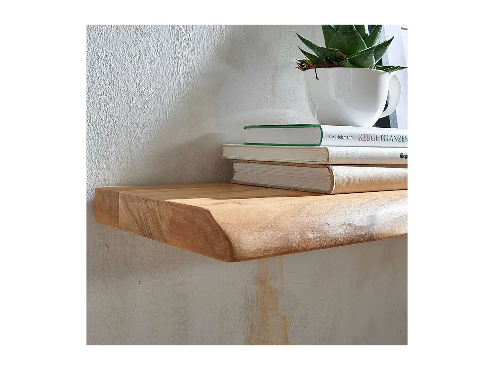Baumkanten Wandboard aus Akazie Massivholz 26 cm tief