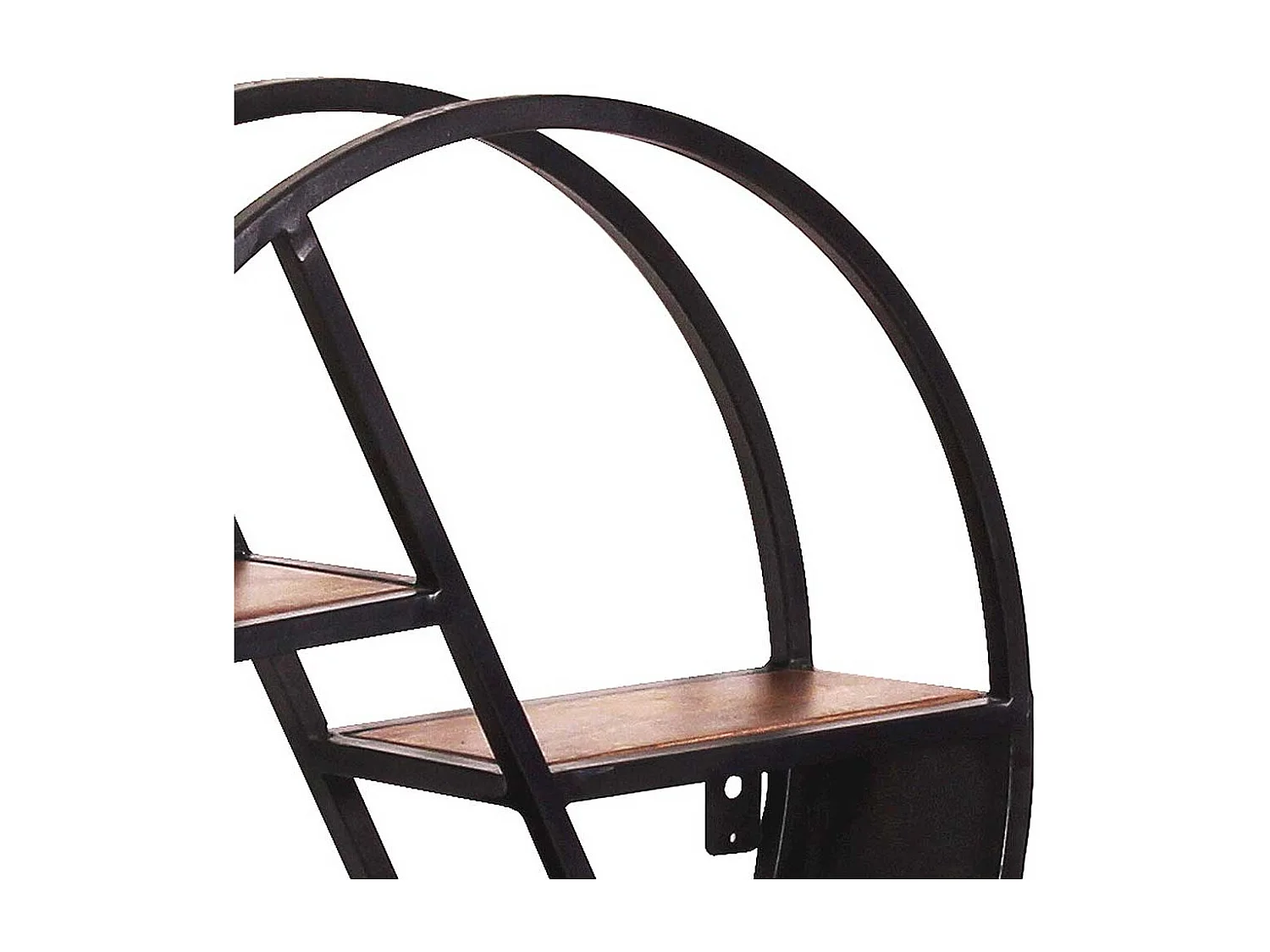 Hängeregal rund aus Metall Mangobaum Massivholz