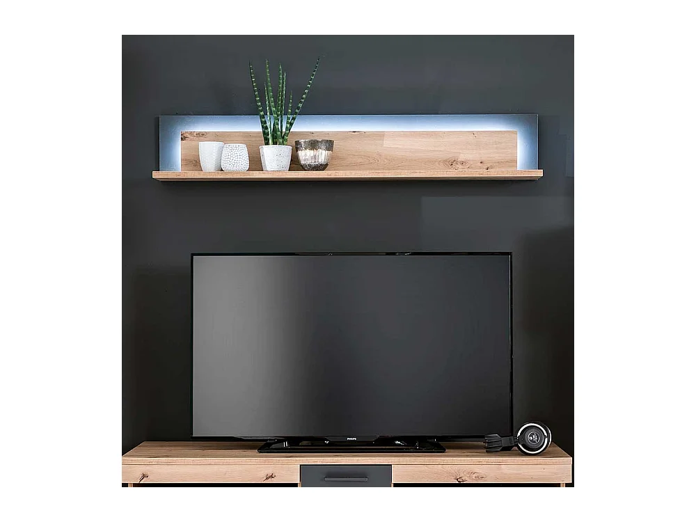 Wandregal in Eichefarben und Anthrazit modern