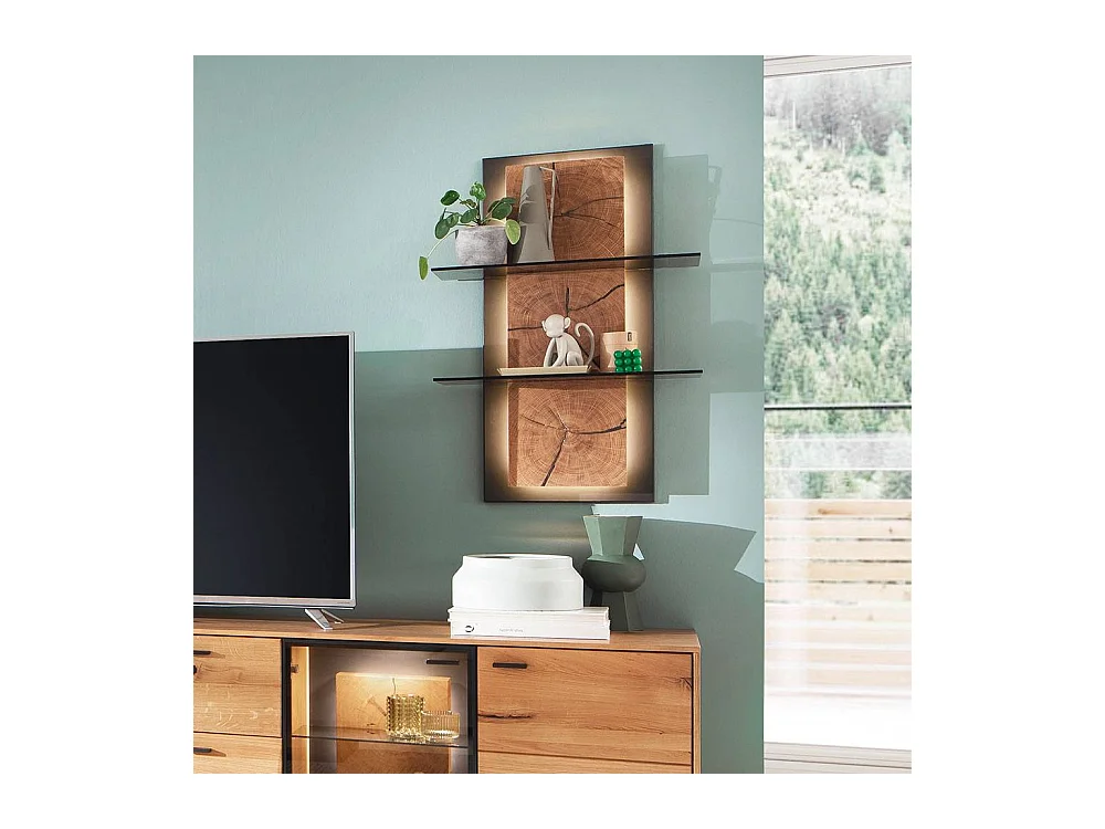 Hängeregal Wandboard mit zwei Glasböden in Braun