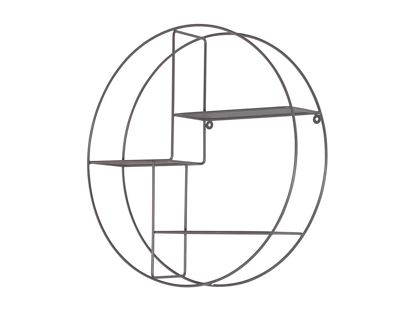 Rundes Hängeregal aus Metall Grau pulverbeschichtet