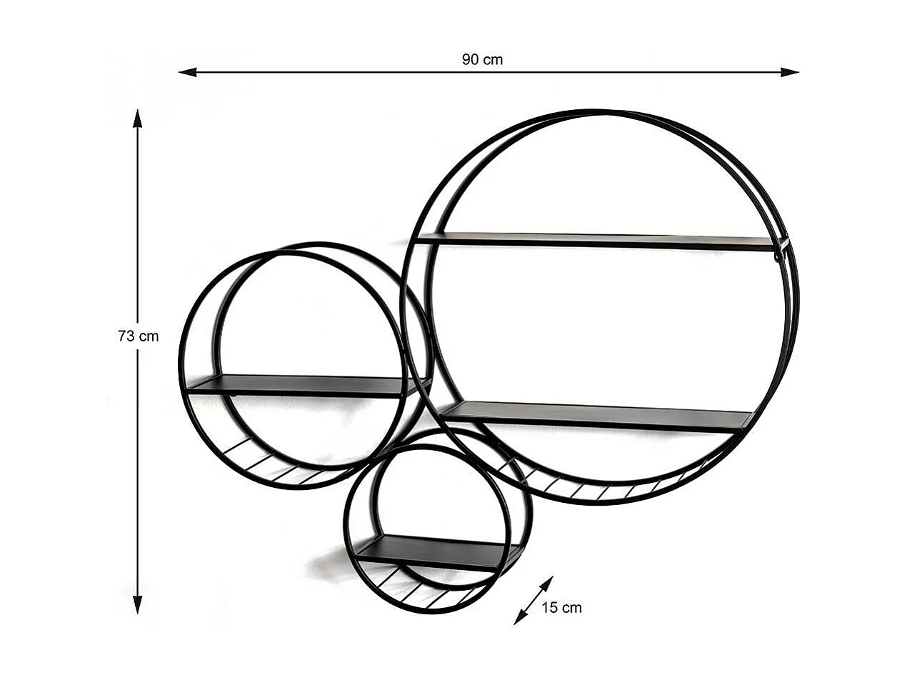 Wandregal 3 miteinander verbundene Kreise Metall