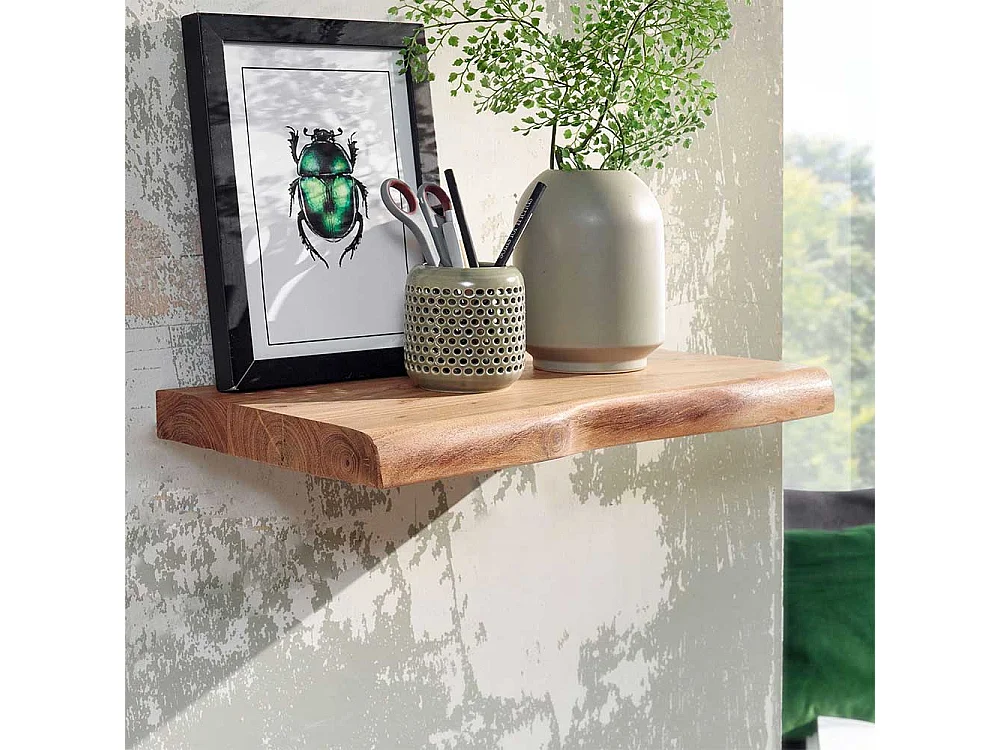 Baumkanten Wandboard aus Akazie Massivholz 26 cm tief