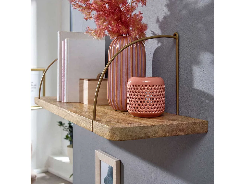 Wohnzimmer Regal in Messingfarben Mangobaum