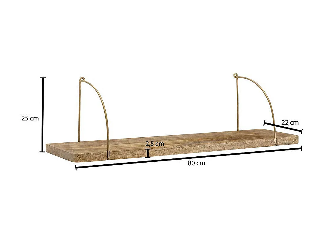 Wohnzimmer Regal in Messingfarben Mangobaum