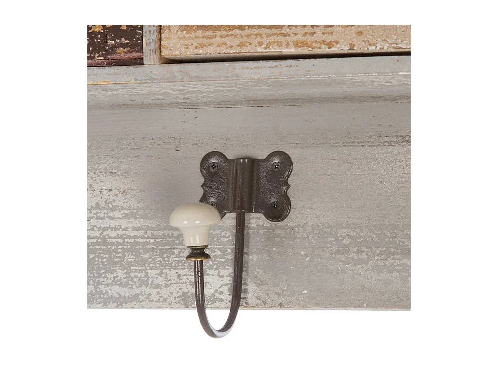 Wand Regal mit Schubladen und drei Kleiderhaken Shabby Chic Stil