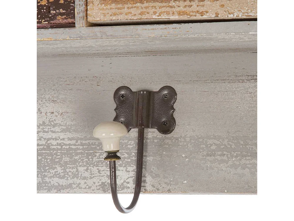 Wand Regal mit Schubladen und drei Kleiderhaken Shabby Chic Stil