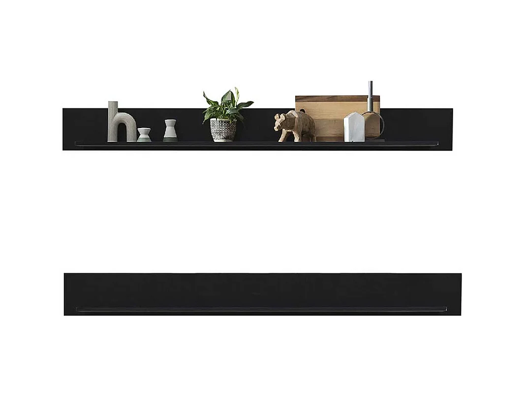 Wohnzimmerregal Wand in Schwarz 186 cm breit