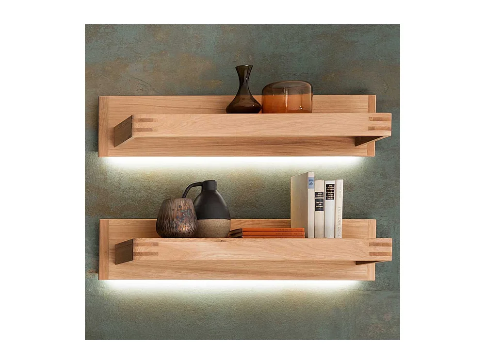 Wandboards in Balkeneiche Bianco furniert 90 cm breit (2er Set)