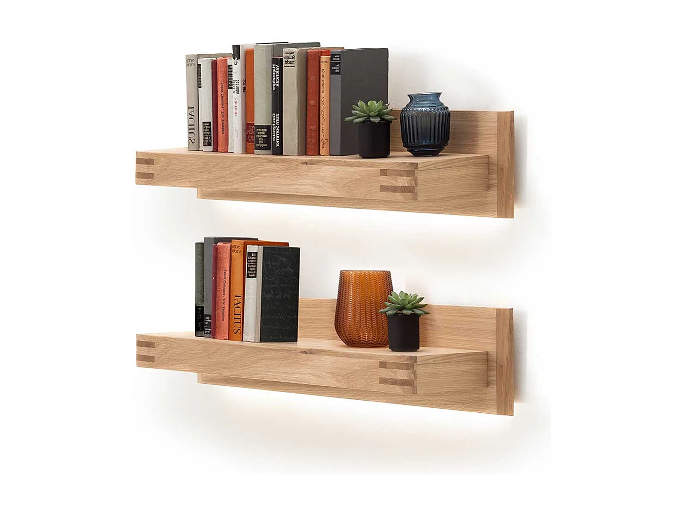 Wandboards in Balkeneiche Bianco furniert 90 cm breit (2er Set)