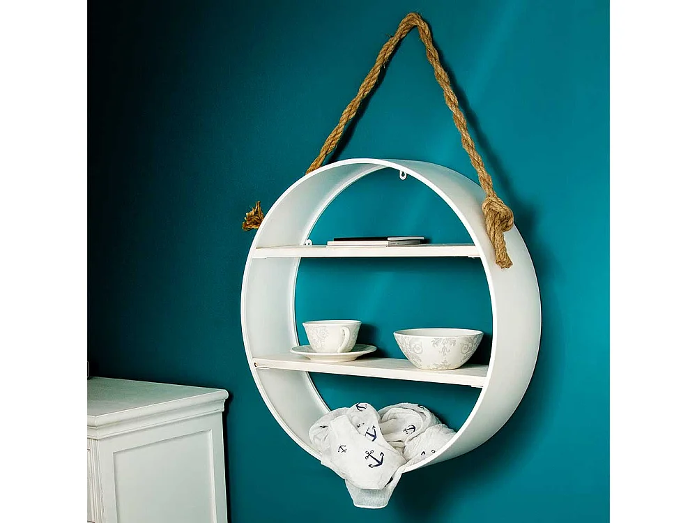Hängeregal rund in Antikweiß modernem Design
