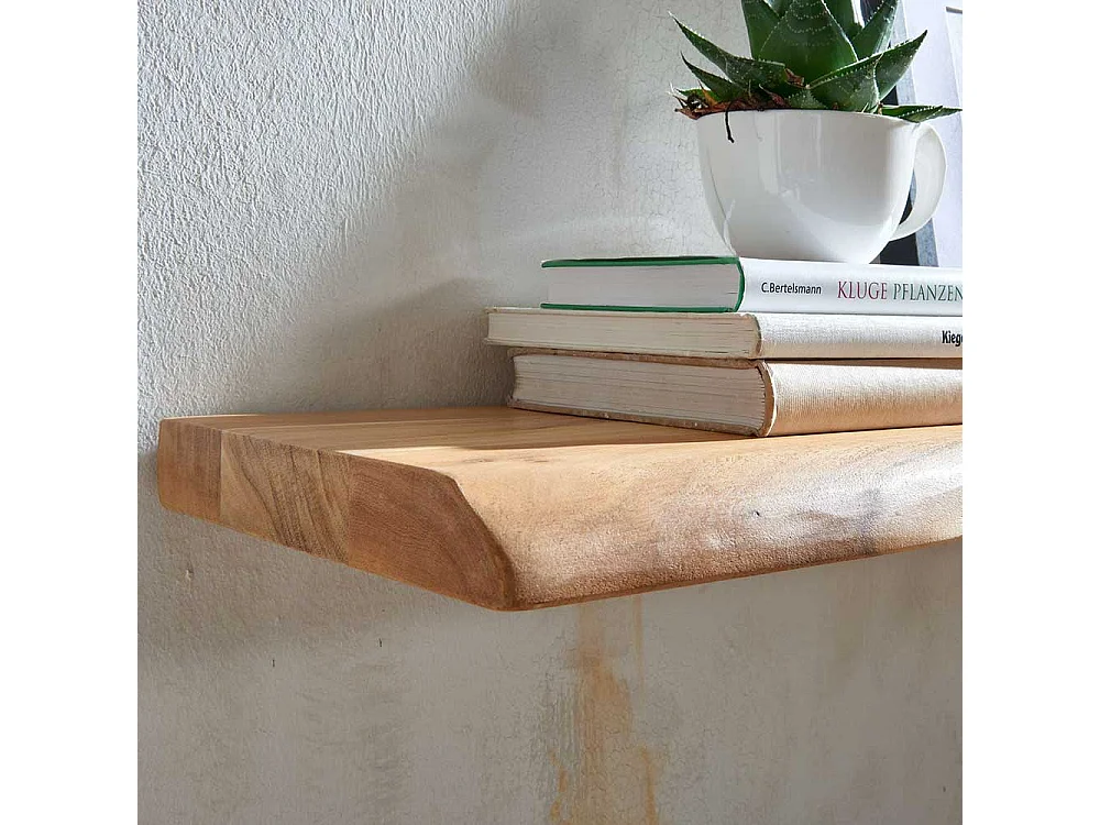 Baumkanten Wandboard aus Akazie Massivholz 26 cm tief