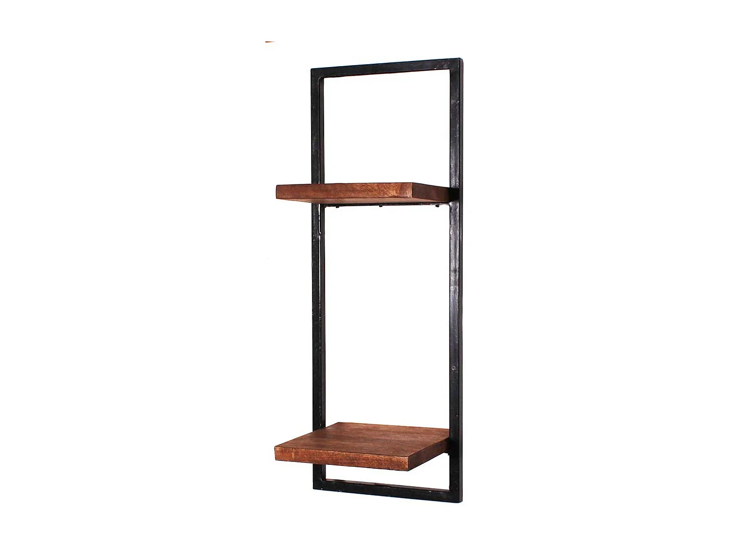 Loft Design Regal aus Mangobaum Massivholz und Metall hängend