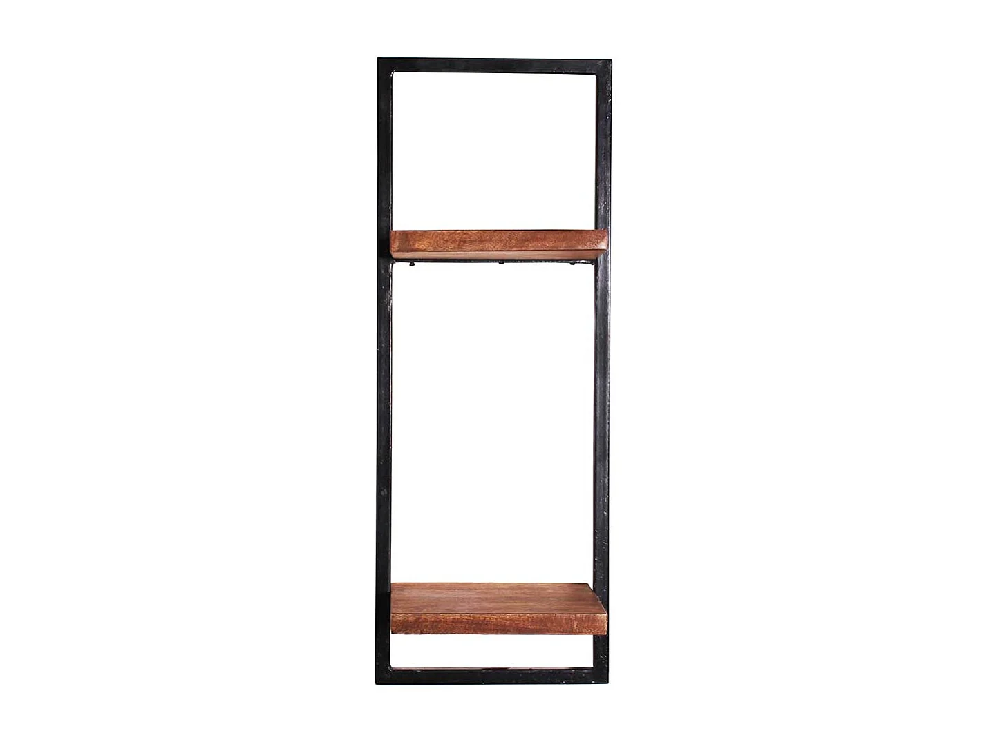 Loft Design Regal aus Mangobaum Massivholz und Metall hängend