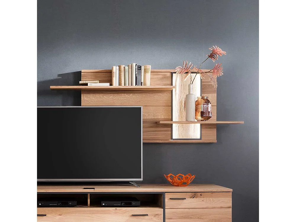 Wandhängeregal in Asteiche Bianco furniert 185 cm breit