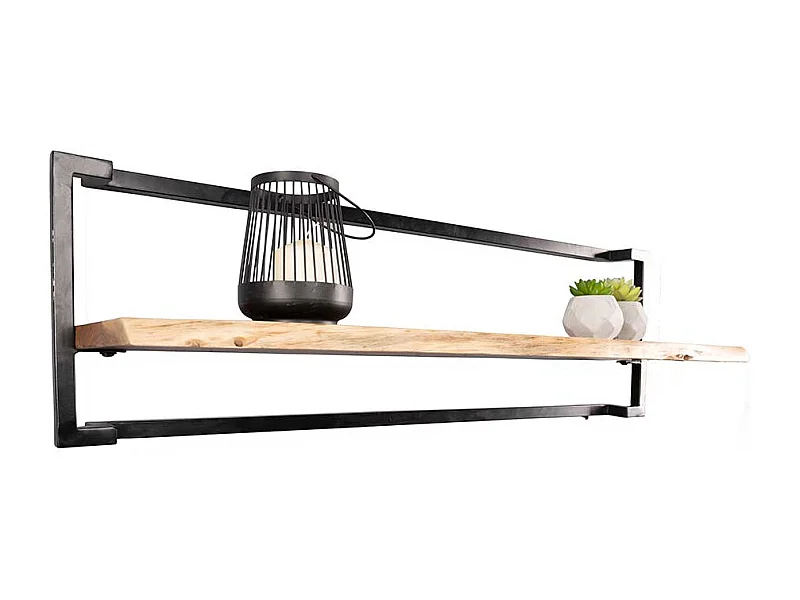 Hängeregal Wandboard aus Akazie Massivholz und Metall