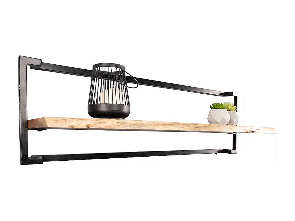 Hängeregal Wandboard aus Akazie Massivholz und Metall