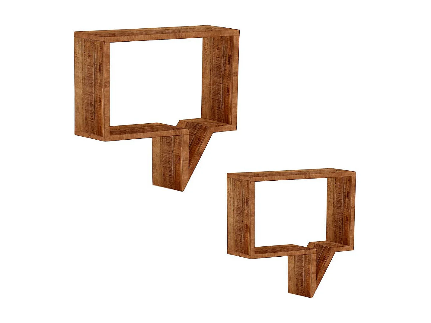 Hängeregal Set aus Mangobaum Massivholz lackiert (zweiteilig)