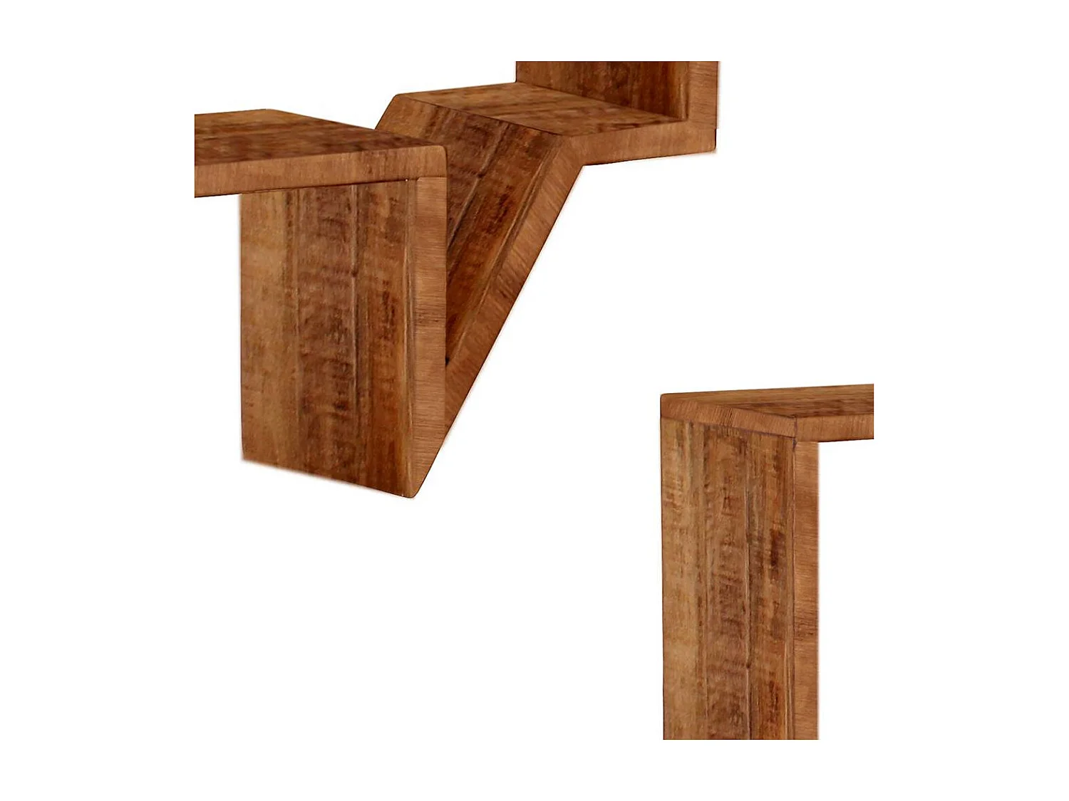 Hängeregal Set aus Mangobaum Massivholz lackiert (zweiteilig)