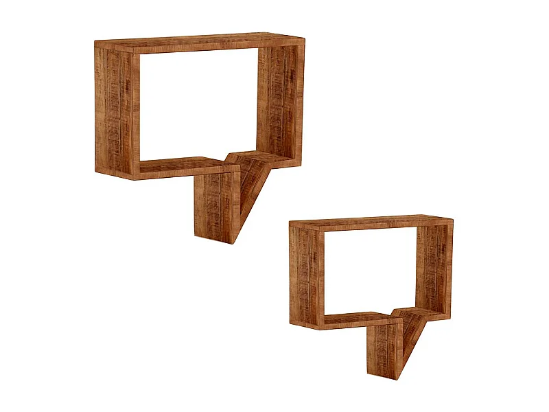 Hängeregal Set aus Mangobaum Massivholz lackiert (zweiteilig)