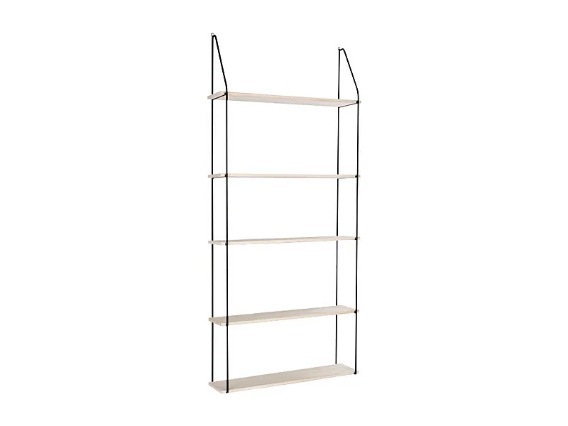 Wandregal in Schwarz und Holz Naturfarben 65 cm breit