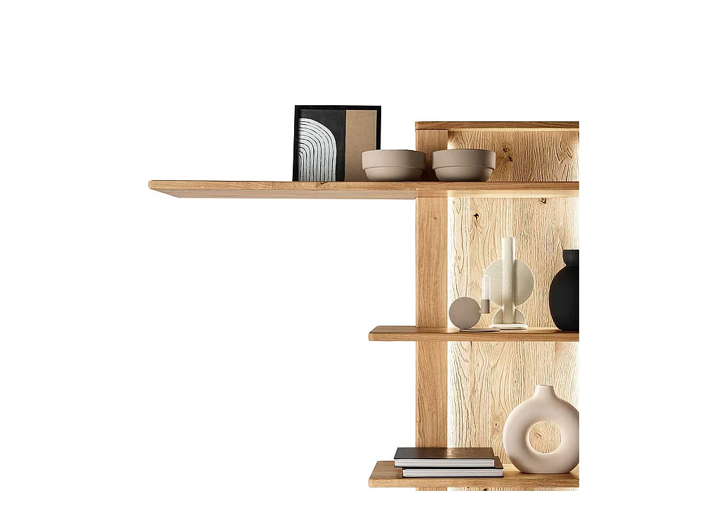 Modernes Wandregal aus Wildeiche Massivholz geölt LED Beleuchtung