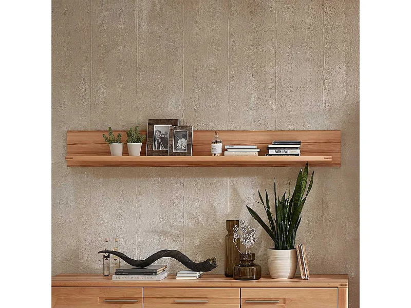 Wandboard 180 cm in Kernbuchefarben mit Rückwand