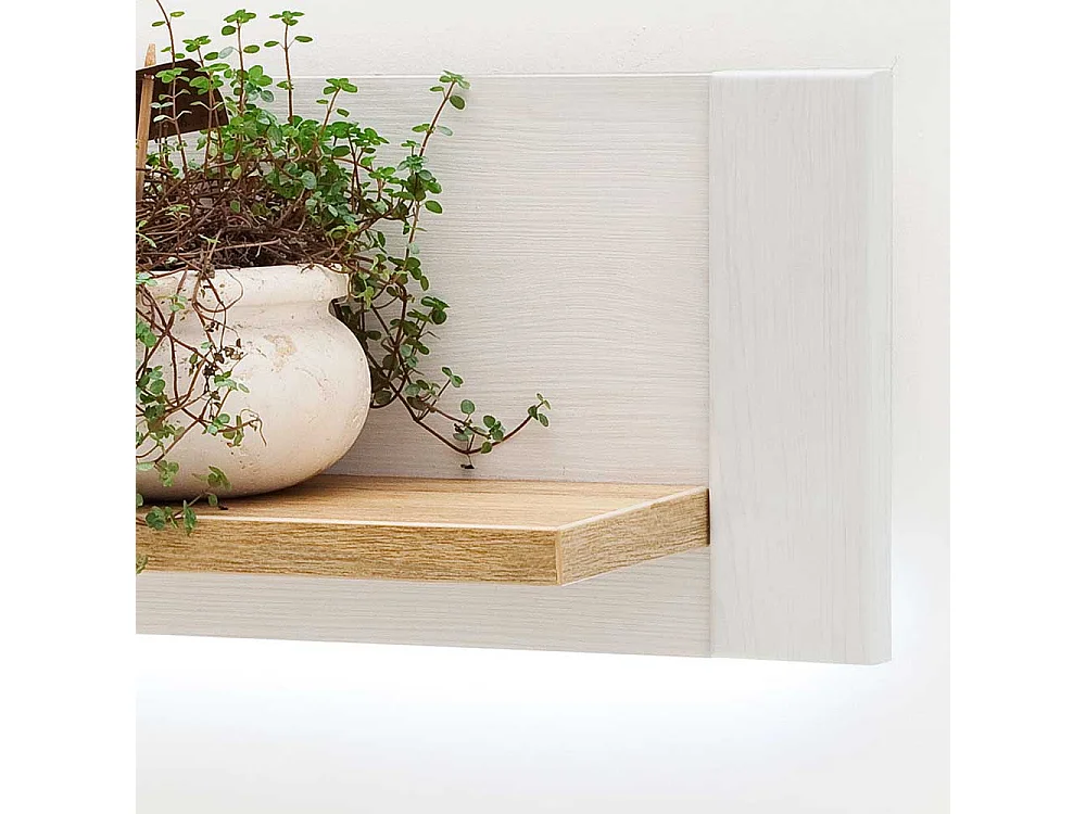 Wandhängeregal in Weiß und Eiche Optik 150 cm breit
