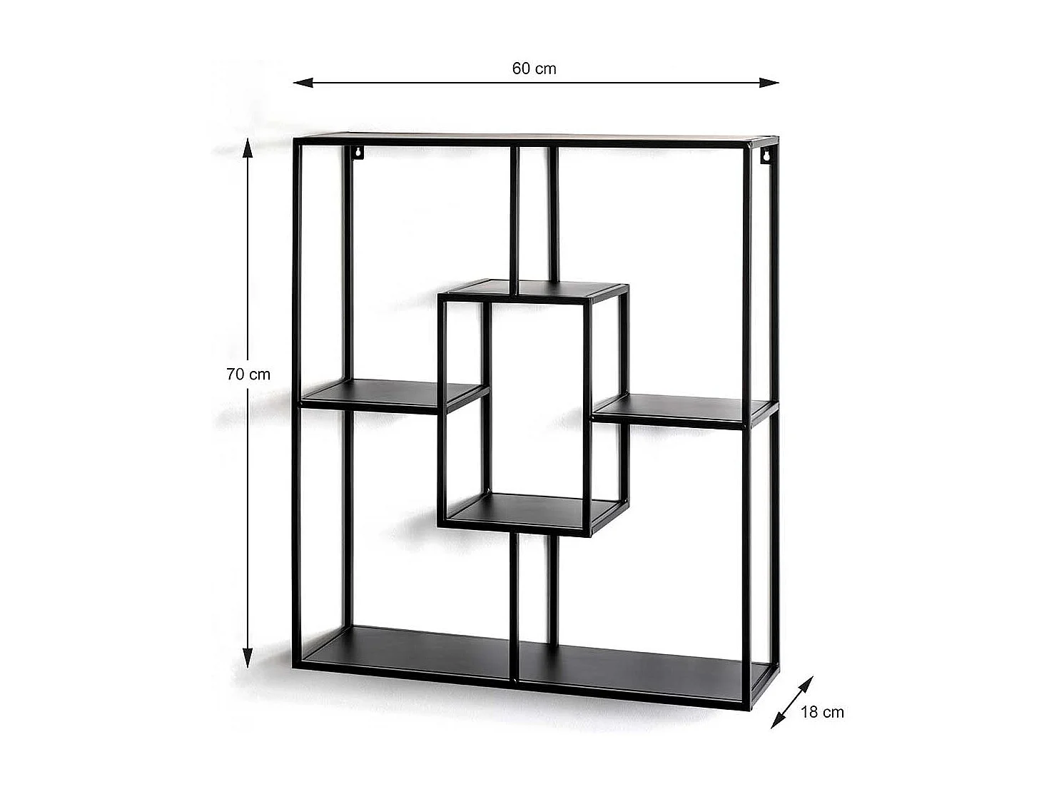 Wandhängeregal in Schwarz lackiert Metall