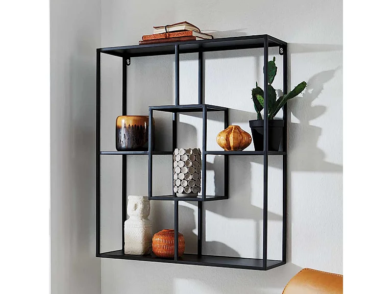 Wandhängeregal in Schwarz lackiert Metall