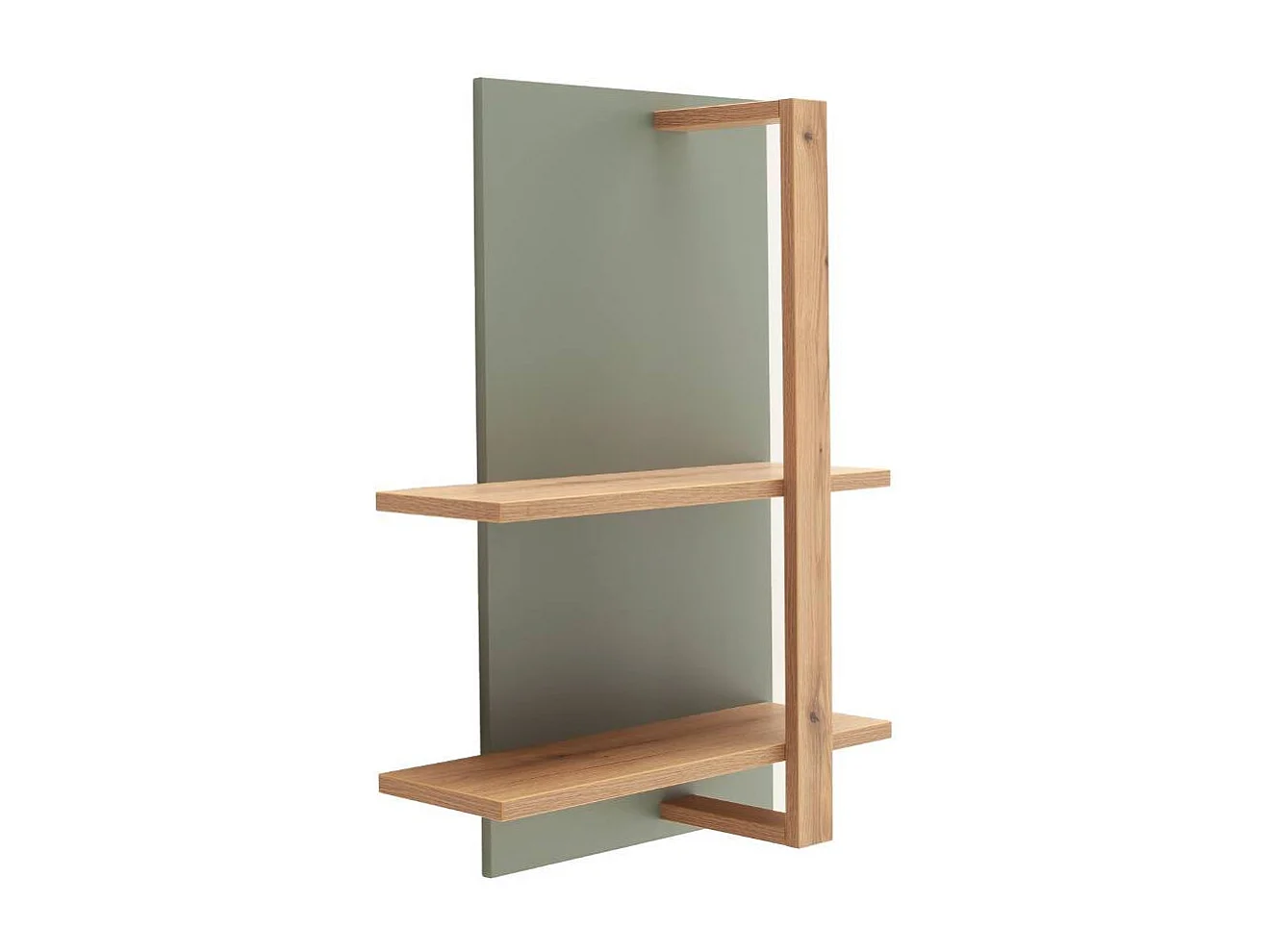 Wandregal Hängeregal in Graugrün mit zwei Konstruktionsböden