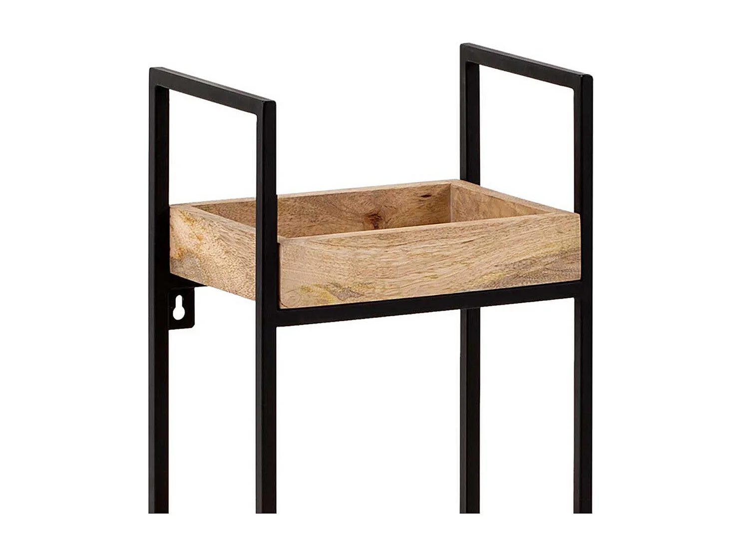 Wohnzimmer Regal Wandregal aus Mangobaum Massivholz und Metall