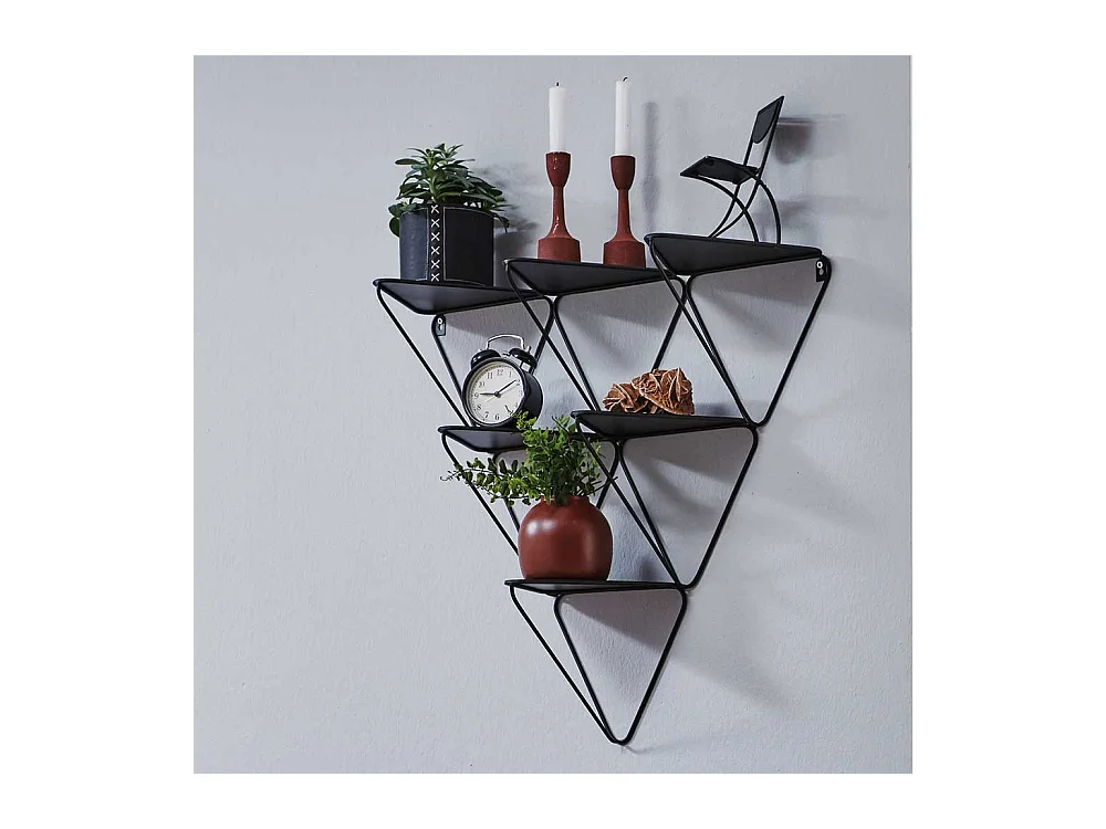Dreieckige Regale aus Metall Schwarz (2er Set)