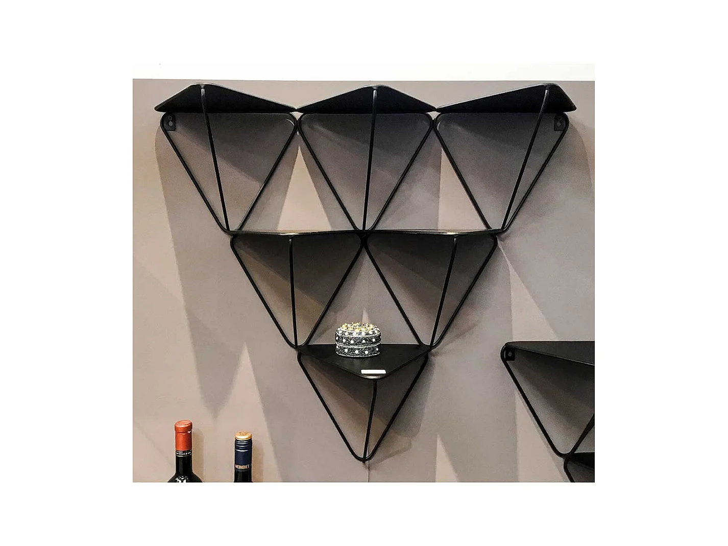 Dreieckige Regale aus Metall Schwarz (2er Set)