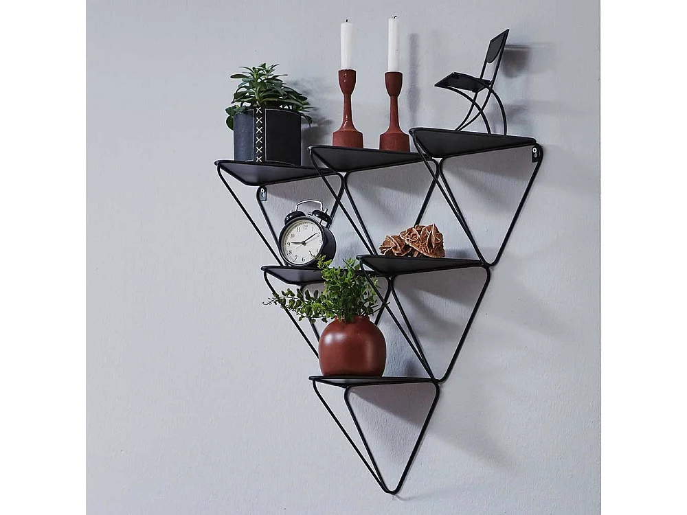 Dreieckige Regale aus Metall Schwarz (2er Set)