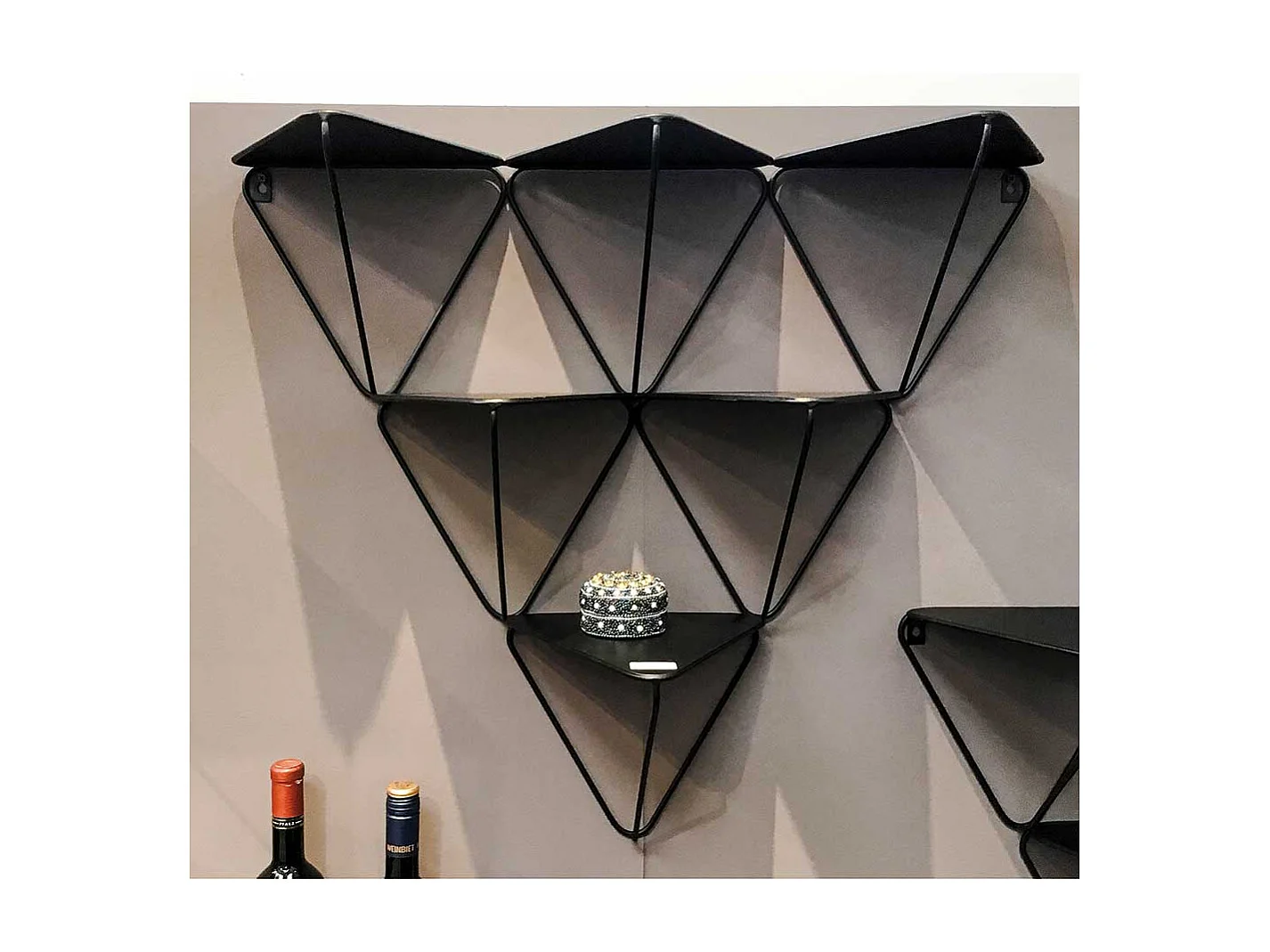 Dreieckige Regale aus Metall Schwarz (2er Set)