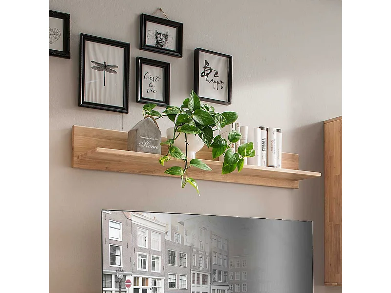 Massiv Hängeregal in Eiche Bianco geölt modern