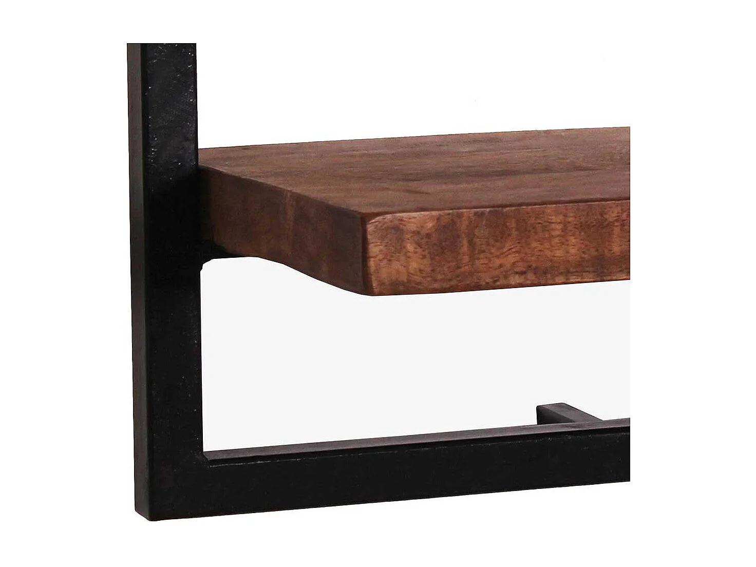 Wandregal aus Mangobaum Massivholz und Metall 35 cm breit