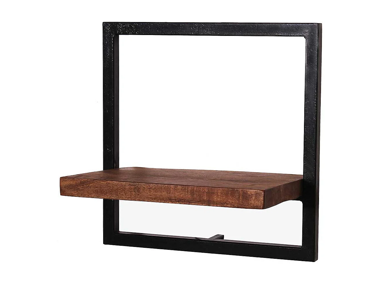 Wandregal aus Mangobaum Massivholz und Metall 35 cm breit