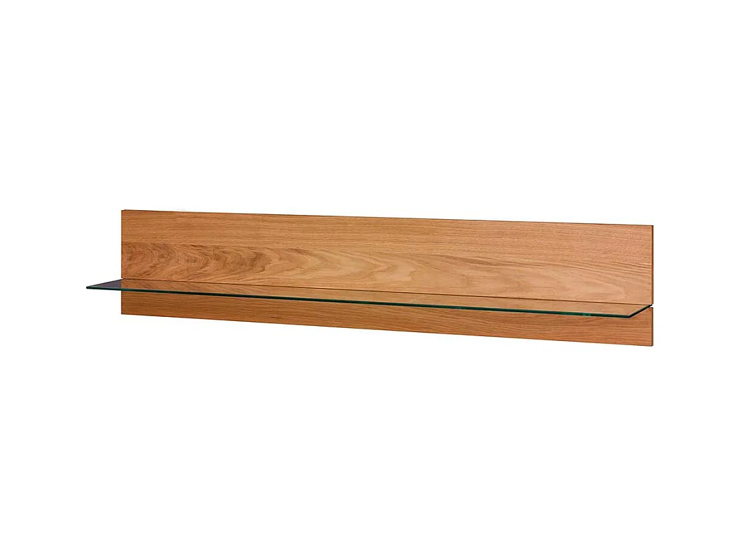 Wandboard in Eichefarben Ablage aus Glas