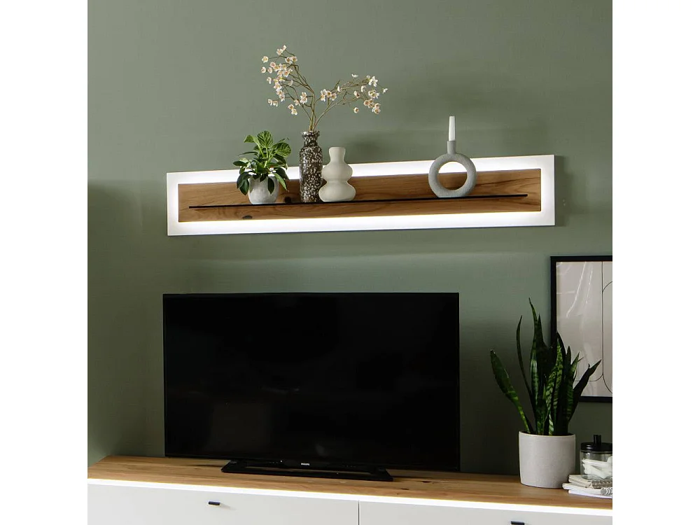 Wandboard Wand Regal 150 cm breit mit LED Rückwand