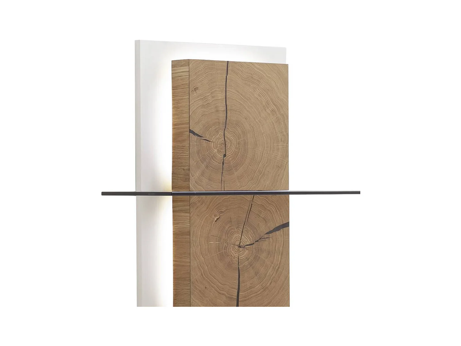 Wandregal Wohnzimmerregal in Wildeichefarben mit Hirnholz Applikation