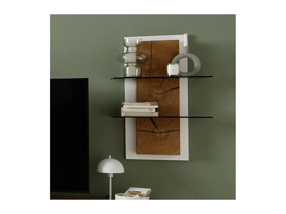 Wandregal Wohnzimmerregal in Wildeichefarben mit Hirnholz Applikation