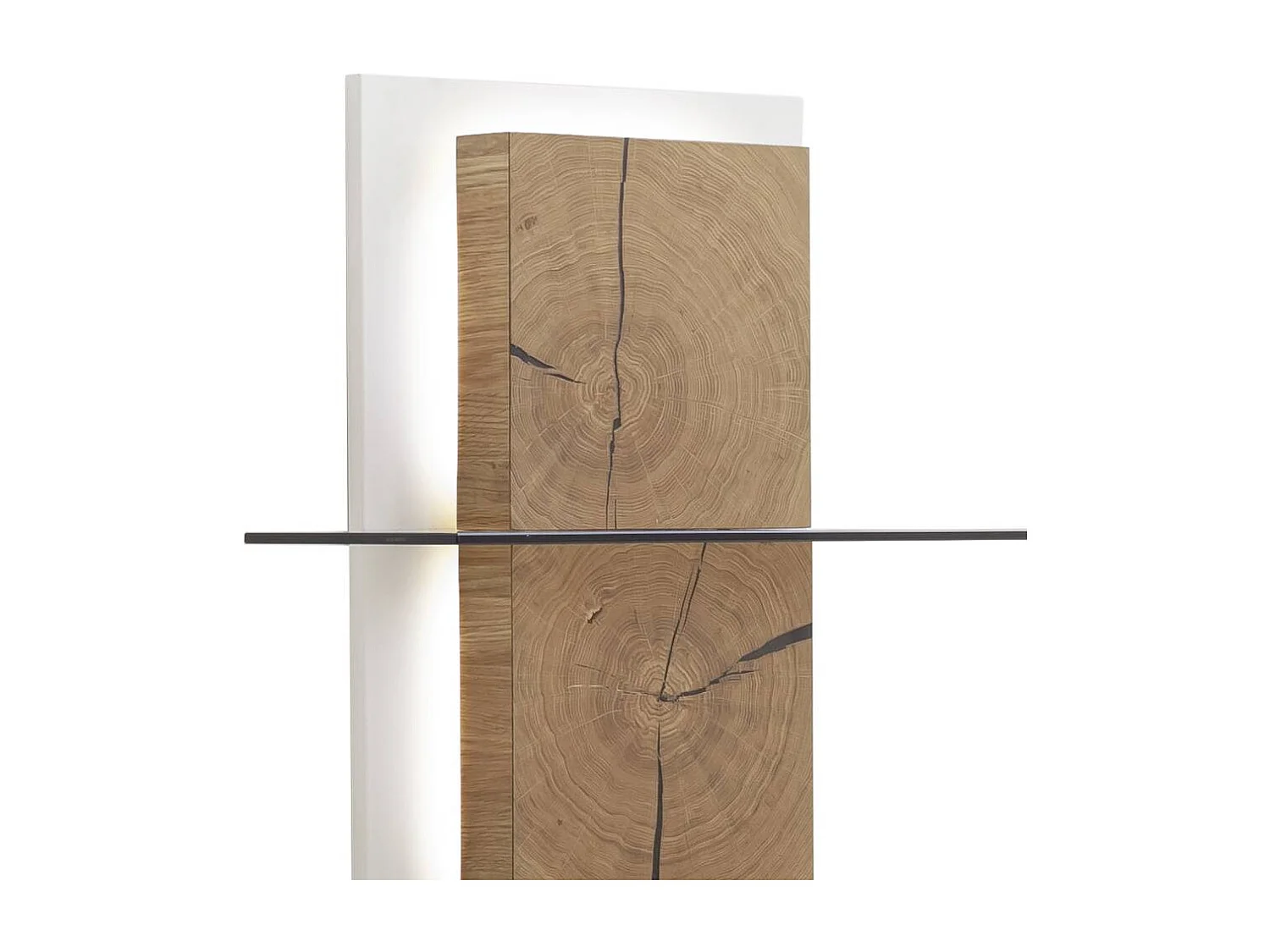 Wandregal Wohnzimmerregal in Wildeichefarben mit Hirnholz Applikation