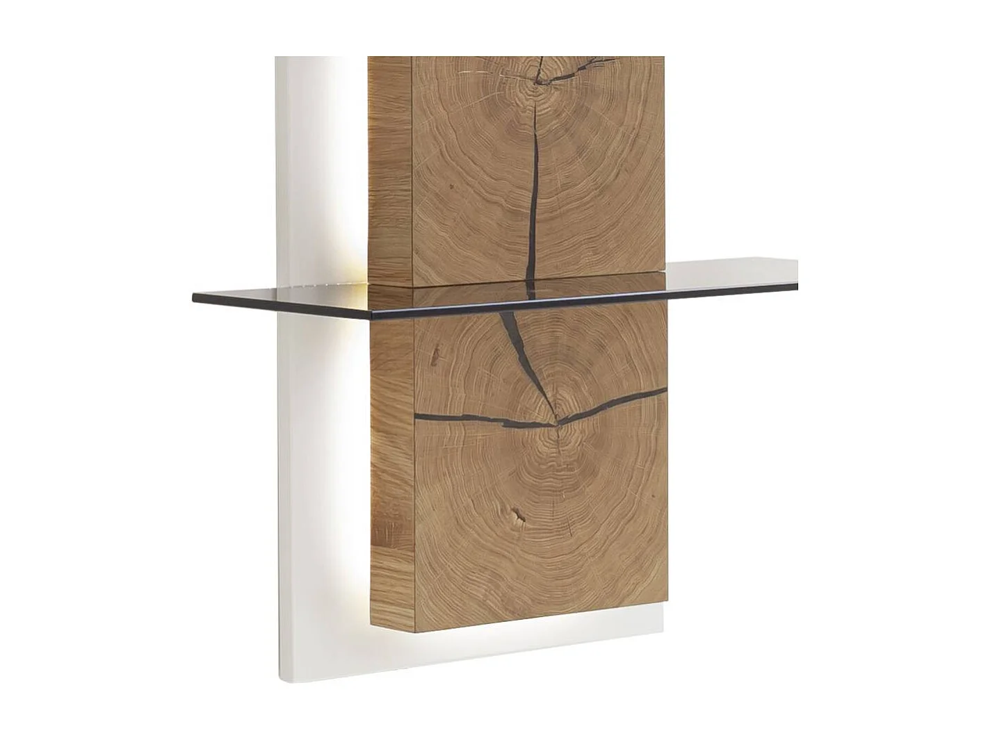 Wandregal Wohnzimmerregal in Wildeichefarben mit Hirnholz Applikation