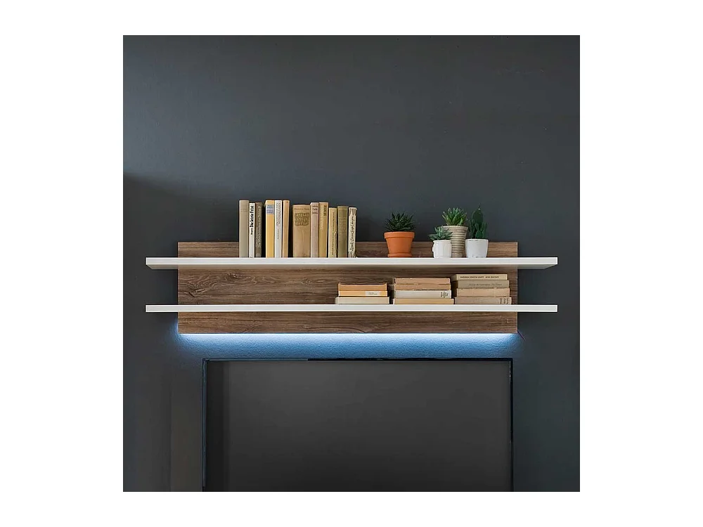 Wandhängeregal in Eiche Dekor und Weiß 150 cm breit