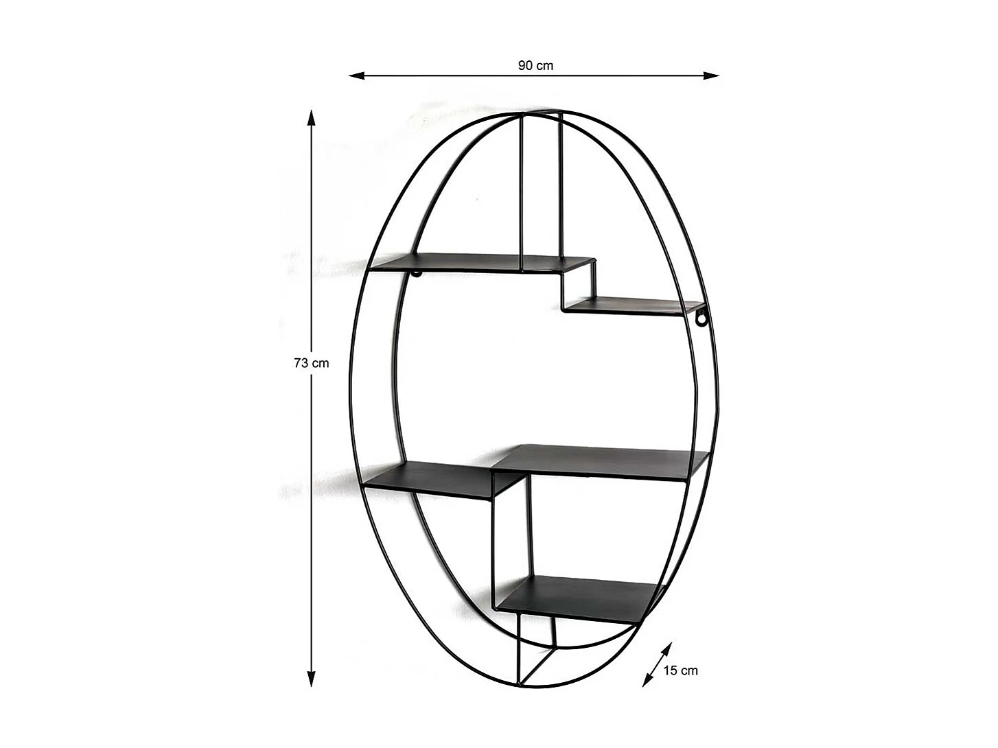 Ovales Regal aus Metall in Schwarz Deko