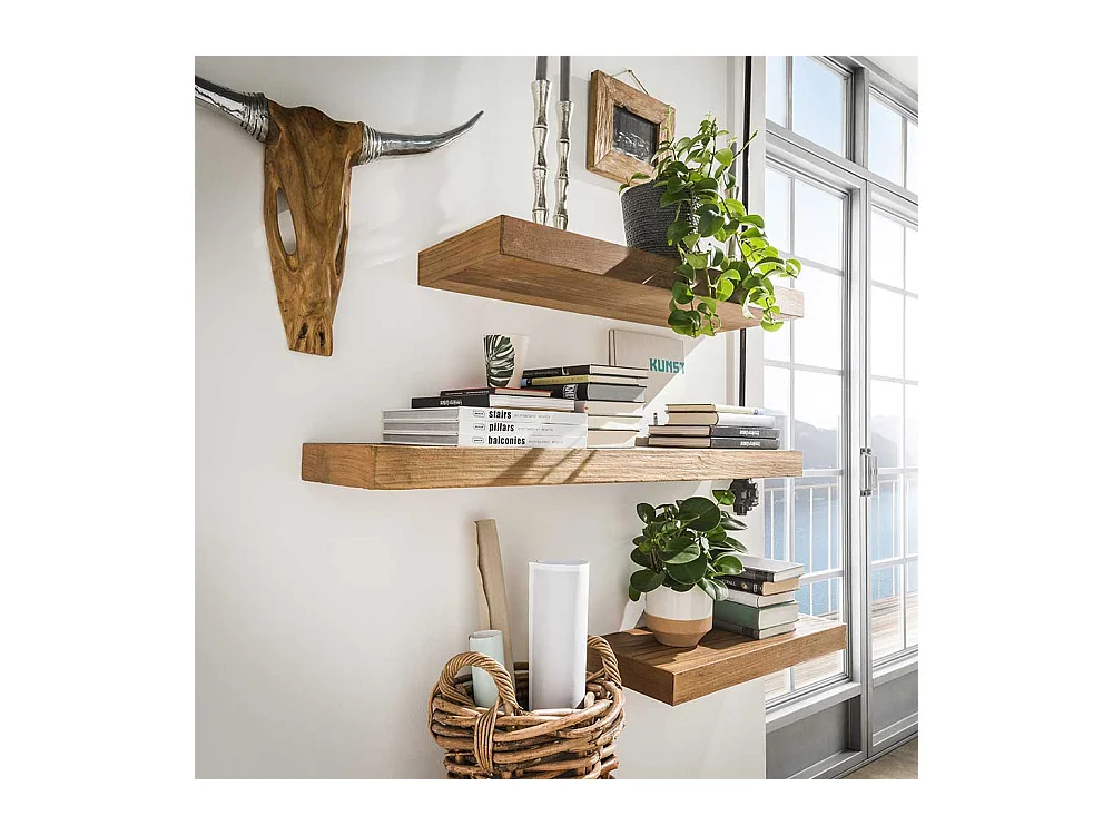 Holz Wandboard 25 cm tief Teak Massivholz