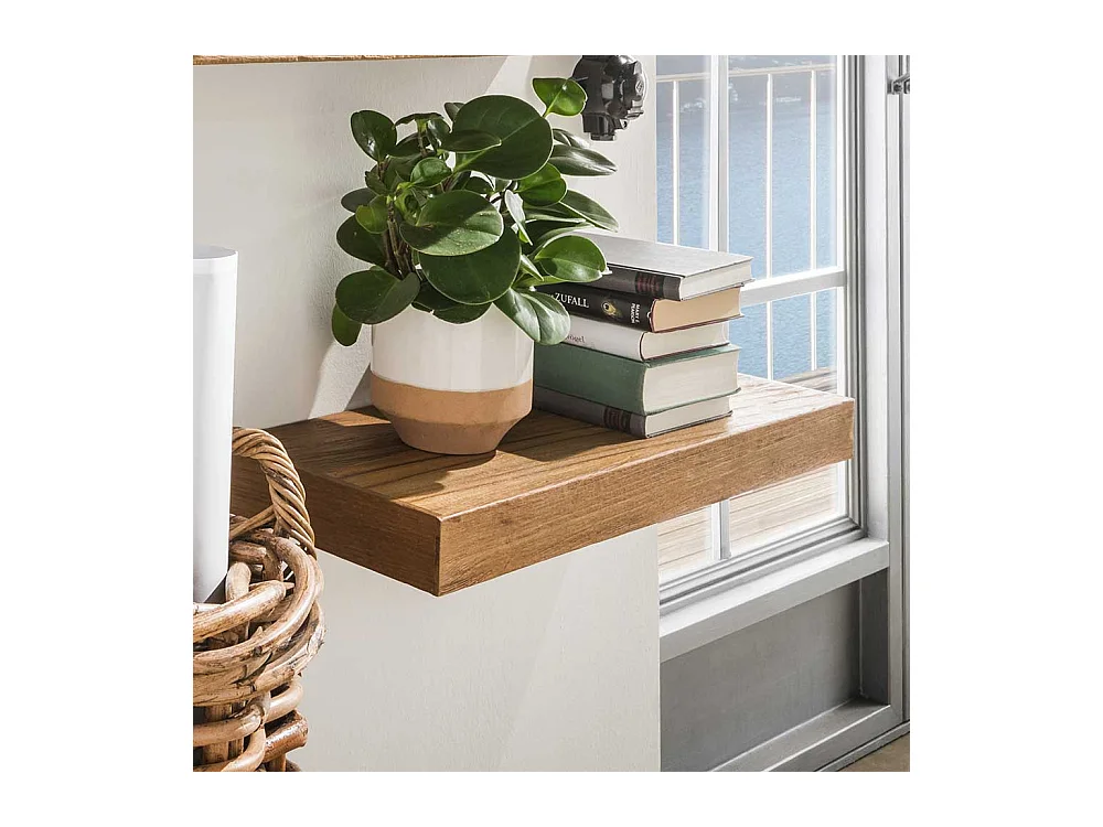 Holz Wandboard 25 cm tief Teak Massivholz