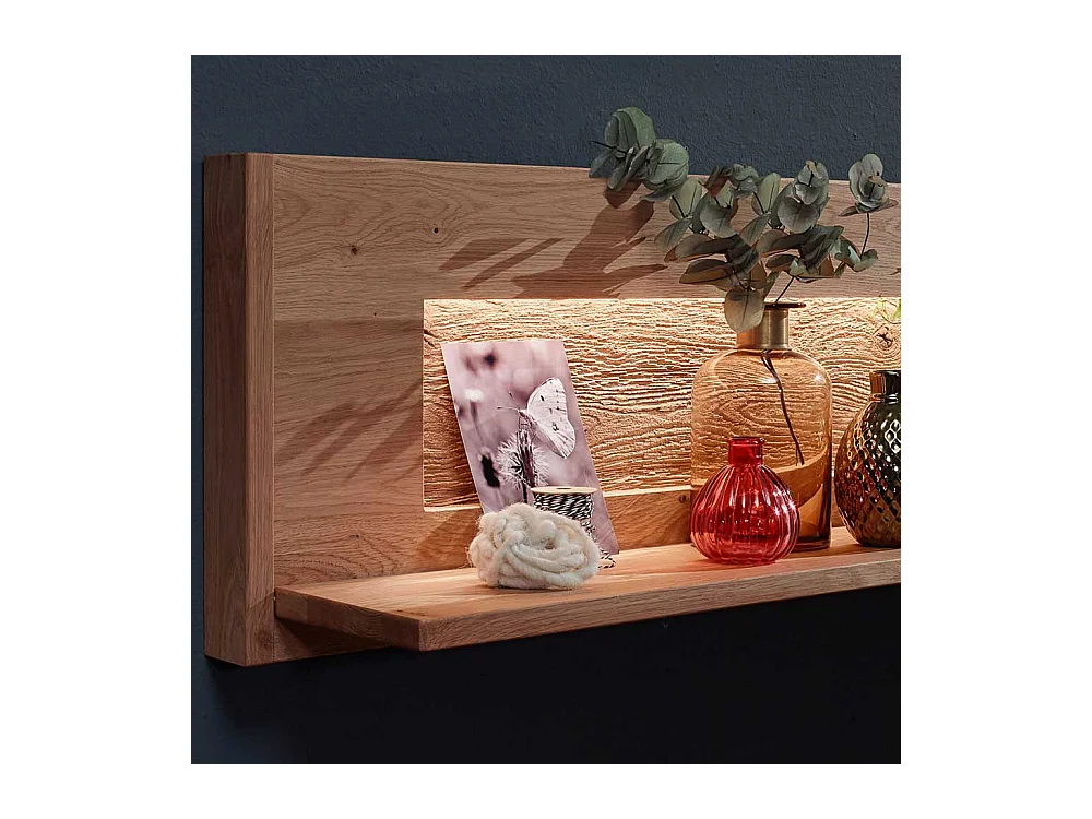 Wandregal aus Wildeiche Massivholz LED Beleuchtung